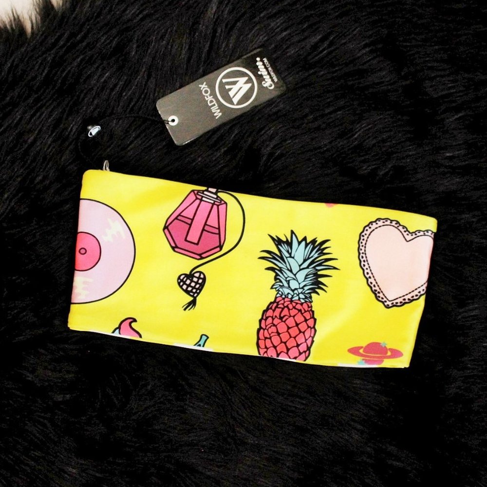 Wildfox Emoji Print Reversible Bandeau Bikini Top XS NWOT
